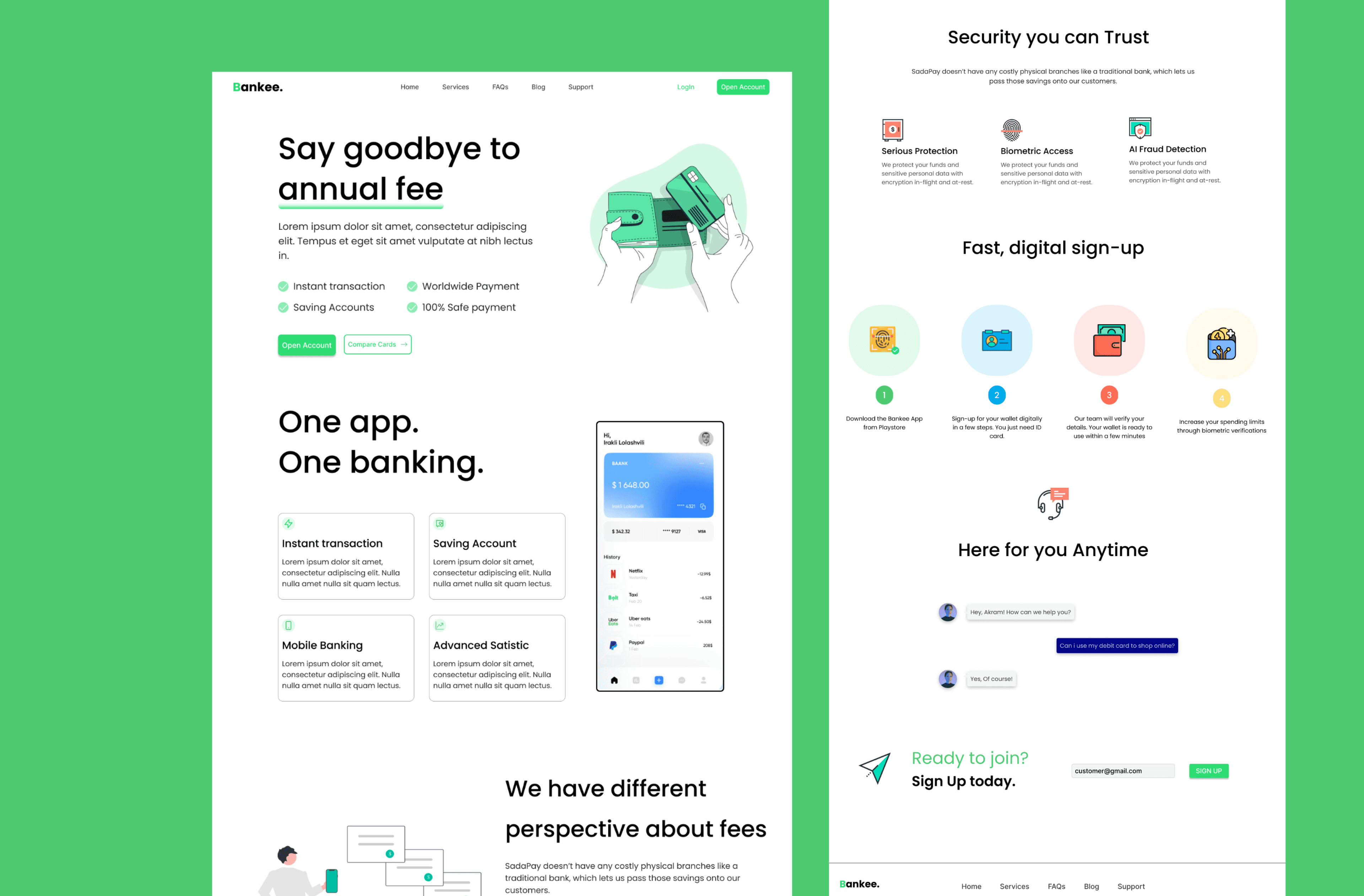 Landing Page Design for eBanking Mobile App