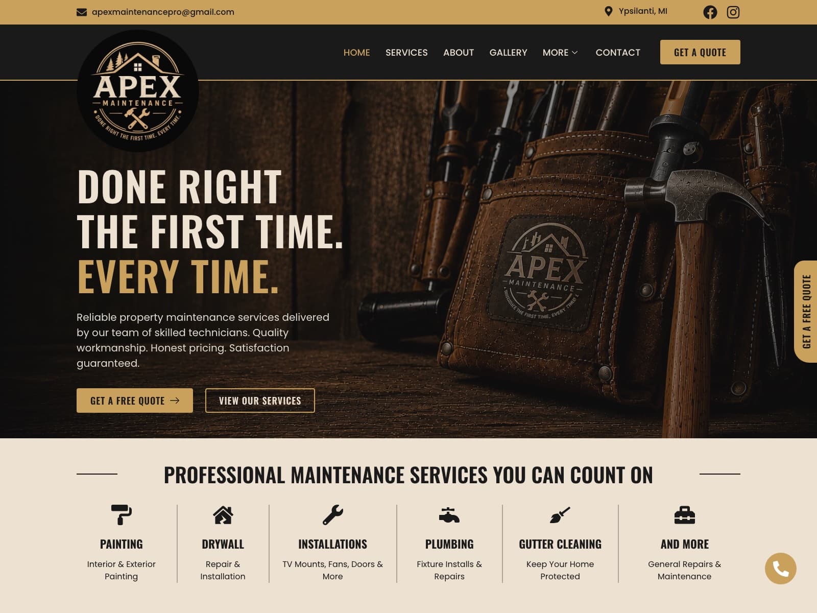 Apex Maintenance - Property Maintenance Website Built from a Mockup (apexmaintenancemi.com)