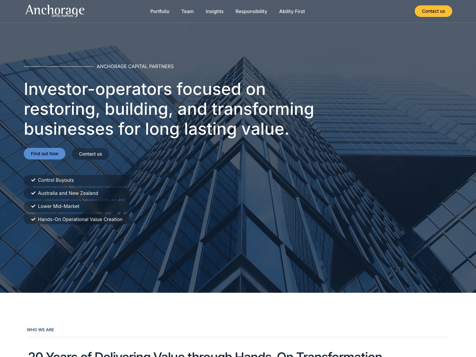 Anchorage Capital Partners - Webflow Template Rebuilt in WordPress